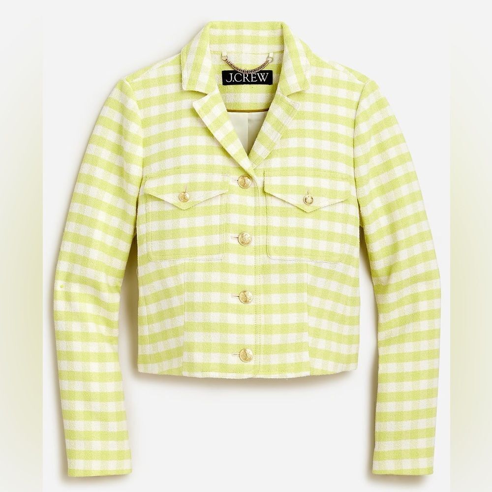 J Crew Collared Lady Jacket in Gingham Terry Tweed NWT